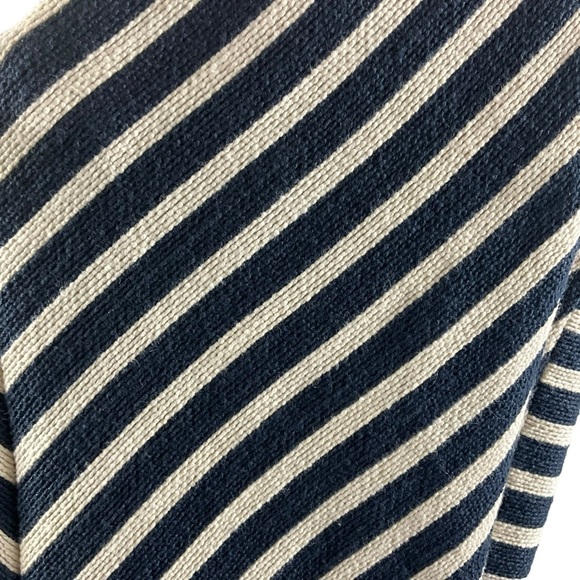 Maeve Anthropologie Mitered Navy and White Fit & Flare Embroidered Dress - Picture 9 of 11